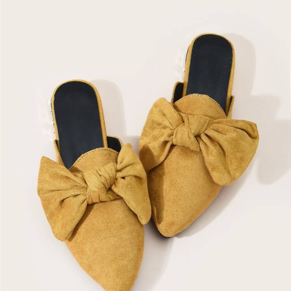 Elegant Mustard Bow Mules